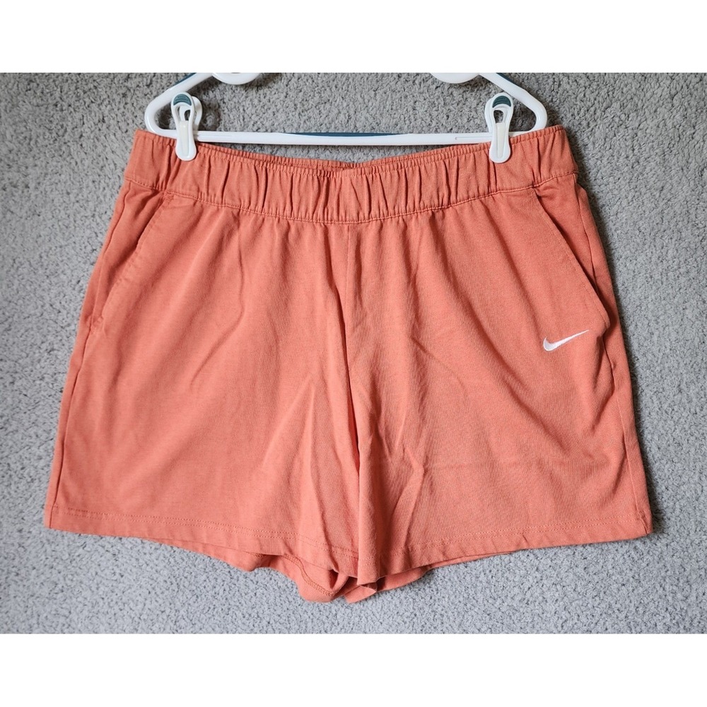 Nike Jersey Easy Shorts Womens 1X Orange Madder Root High Rise Cotton DR5027-827